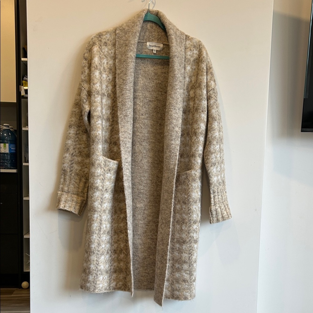 Heartloom Cozy Beige Long Open Front Cardigan Size XS